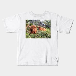 Scottish Highland Cattle Cows 2115 Kids T-Shirt